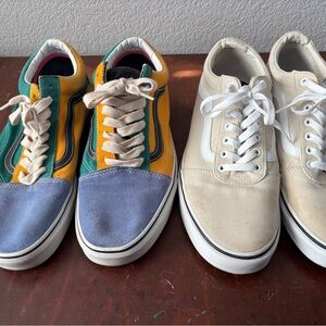 Vans Old Skool Tan Canvas and Yacht Clubs, size 12 (sold as both pairs only)